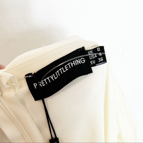 PRETTYLITTLETHING WHITE CREAMY WOMEN ZIP UP DRESS SIZE USA 4 BRAND NEW - Picture 9 of 10
